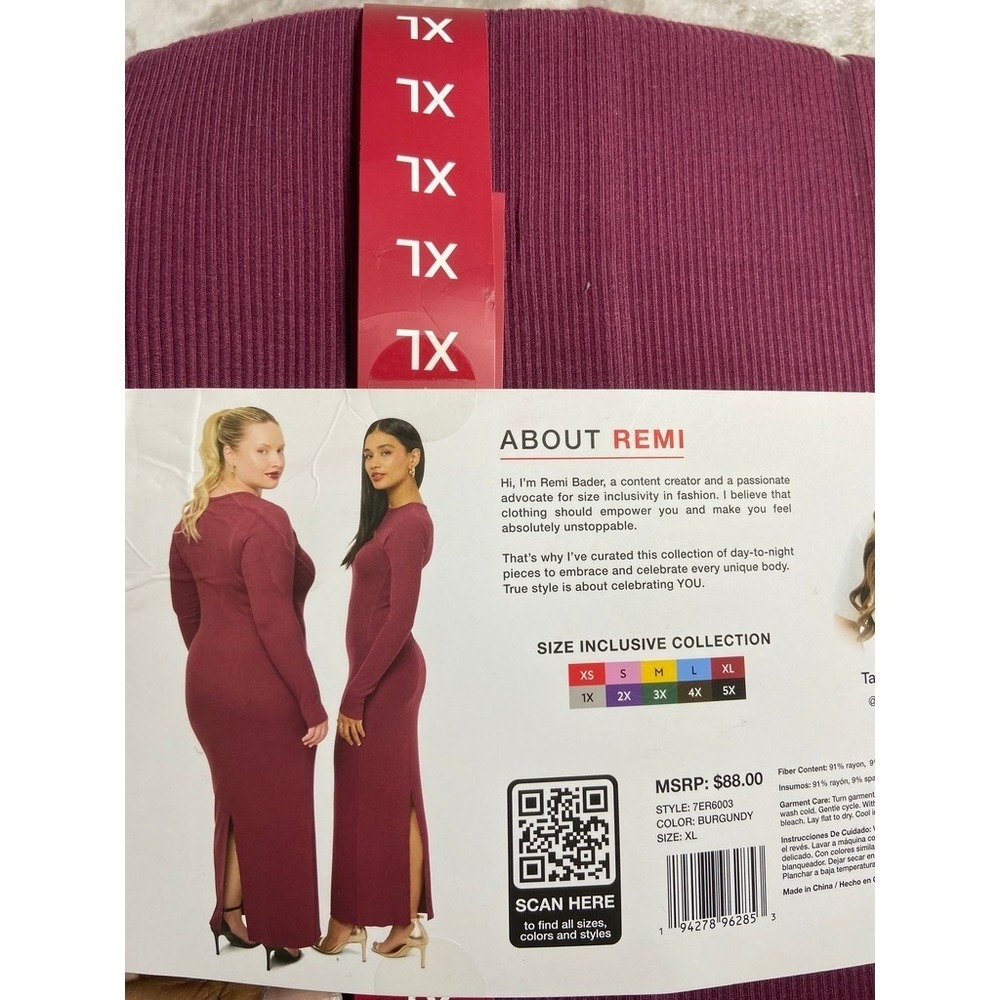 Edited by Remi Bader Burgundy Ribbed Cutout Maxi Dress Women's XL NWT - Picture 10 of 15